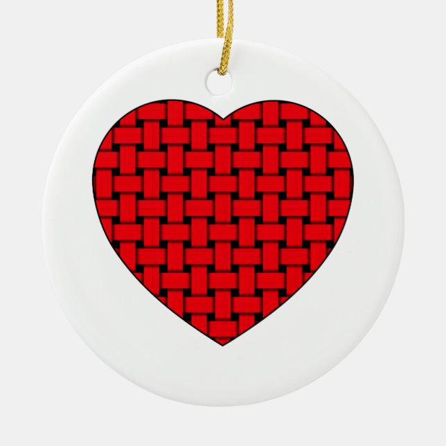 Weaved Red Heart Keramikornament (Vorne)