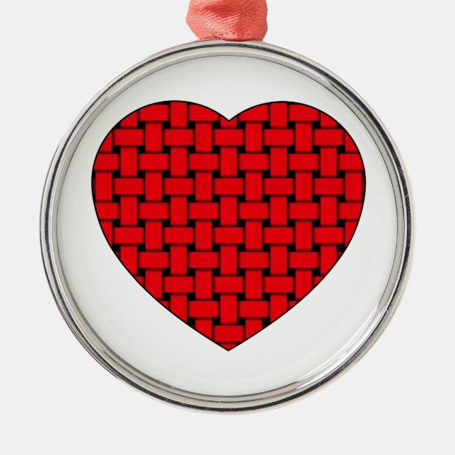 Weaved Red Heart Ornament Aus Metall (Vorne)