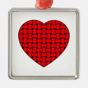 Weaved Red Heart Silbernes Ornament