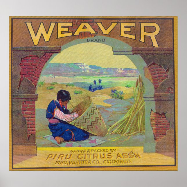 Weaver Orange LabelPiru, CA Poster (Vorne)
