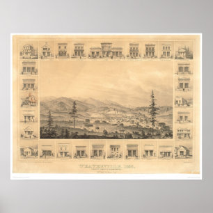 Weaverville, panoramische Karte 1856 (1846A) CA Poster