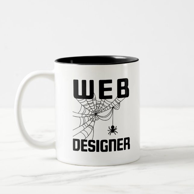 Web Designer Design Website Developer Spider Zweifarbige Tasse (Links)