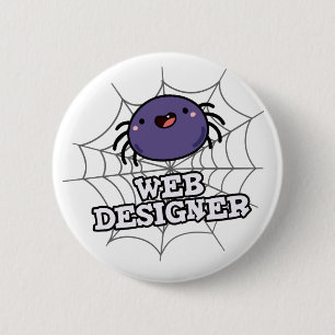 Web Designer Funny Spider Puff Button