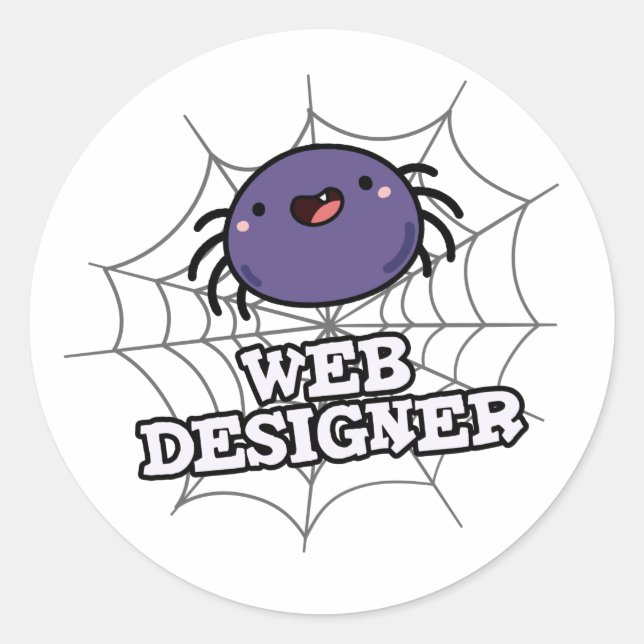 Web Designer Funny Spider Puff Runder Aufkleber (Vorderseite)
