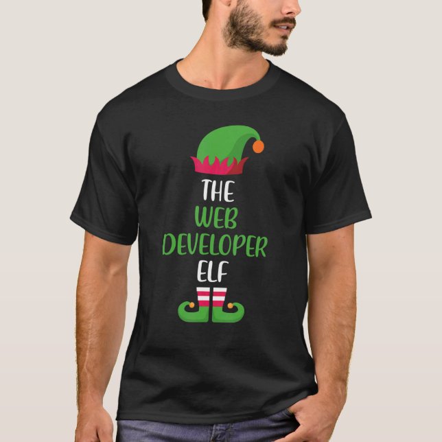 Web Developer Elf Family Matching Group Weihnachte T-Shirt (Vorderseite)