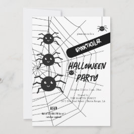 Web-Halloween-Party für Schwarzweißspinnen Einladung