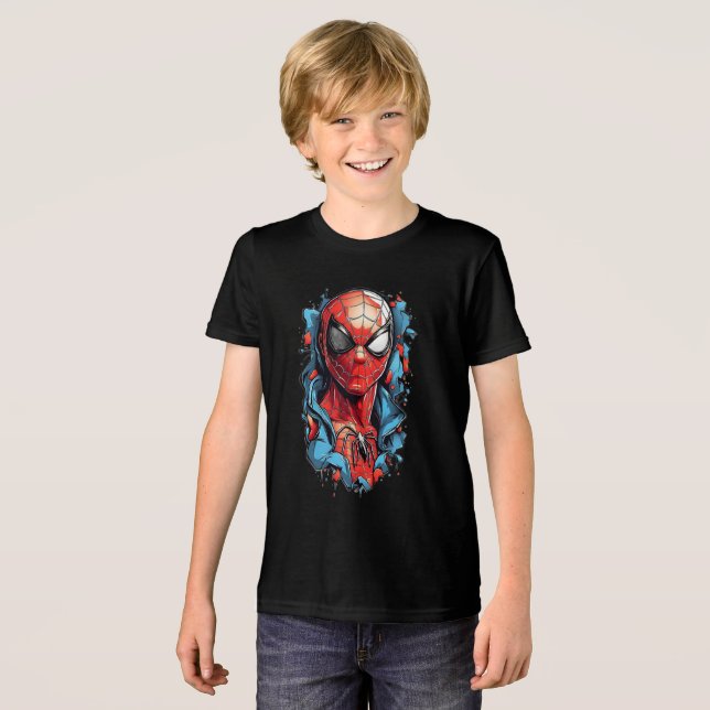 Web Hero Burst – Comic-Stil Tri-Blend Shirt (Vorderseite voll)