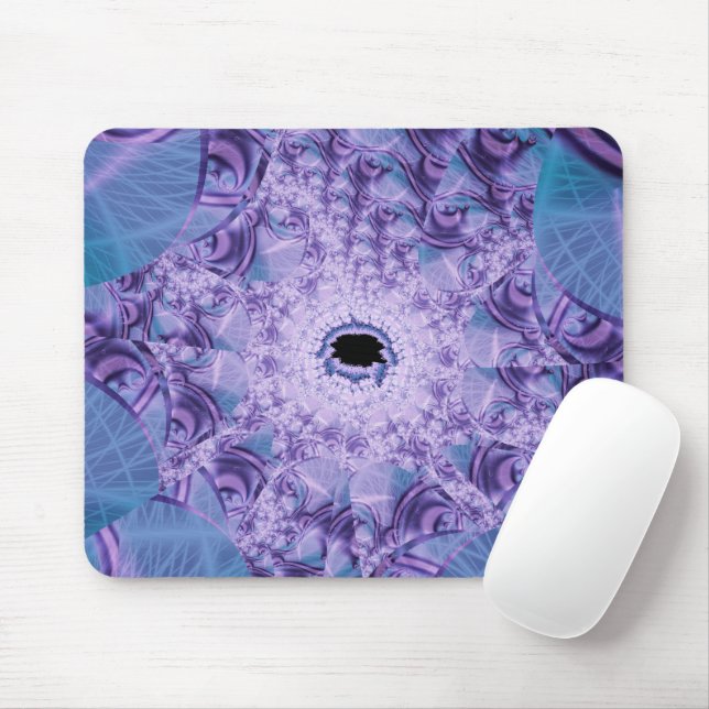 Web | Lila und blaue Fraktal Art Mousepad (Mit Mouse)