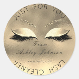 Web Name Beauty Salon Glitzer Gold Lash Cleaner1 Runder Aufkleber