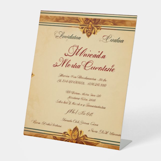 Web para una Boda Elegante en Mérida, Y Sockelschild (Vorderseite)