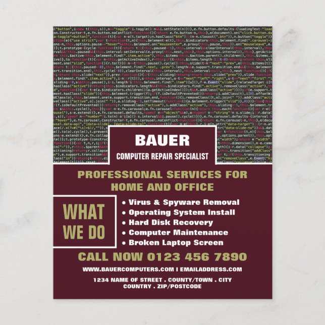 Web-Skript, Computerreparaturspezialwerbung Flyer (Vorne)