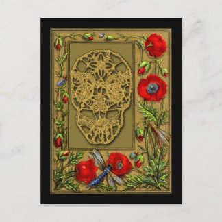 Webbed Skull Day of the Dead Halloween Gothic Postkarte