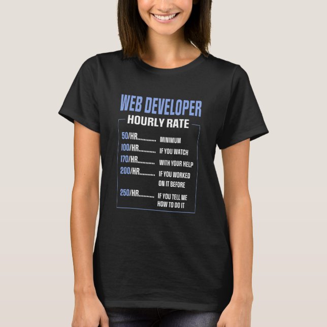 Webentwickler für coole Webstundenrate im Sprichwo T-Shirt (Vorderseite)