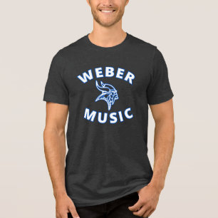 Weber Music (weiße Buchstaben mit blauer Kontur) Tri-Blend Shirt