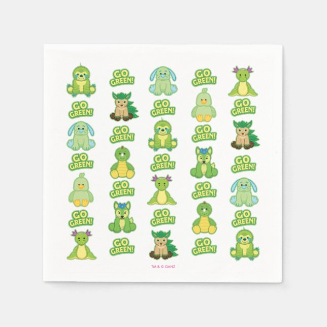 Webkinz Go Green Pattern Serviette (Vorderseite)