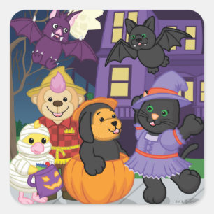 Webkinz Halloween Trick oder Leckerei Quadratischer Aufkleber