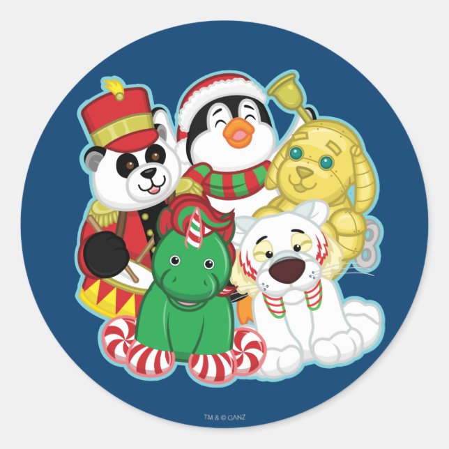 Webkinz Holiday Pets Runder Aufkleber (Vorderseite)