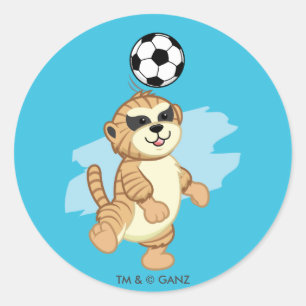 Webkinz   Meerkat Playing Soccer 2 Runder Aufkleber