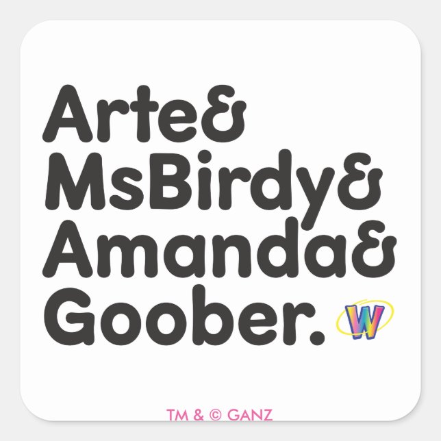 Webkinz-Namensgestaltung Quadratischer Aufkleber (Vorderseite)