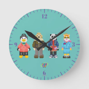 Webkinz Pixel Hosts Runde Wanduhr