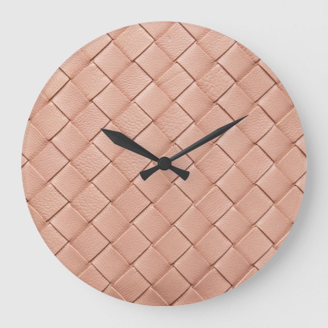 Webleder-Textur-Hintergrunddesign Große Wanduhr (Vorderseite)