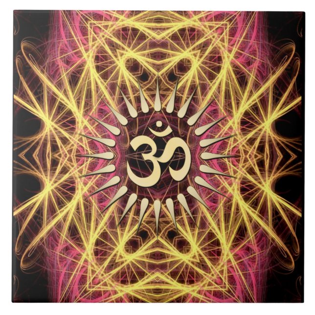 Webs de fractale de carreau de céramique d'Aum (Devant)