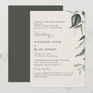 Webseite für Botanische Foliage Hochzeit von Champ Einladung