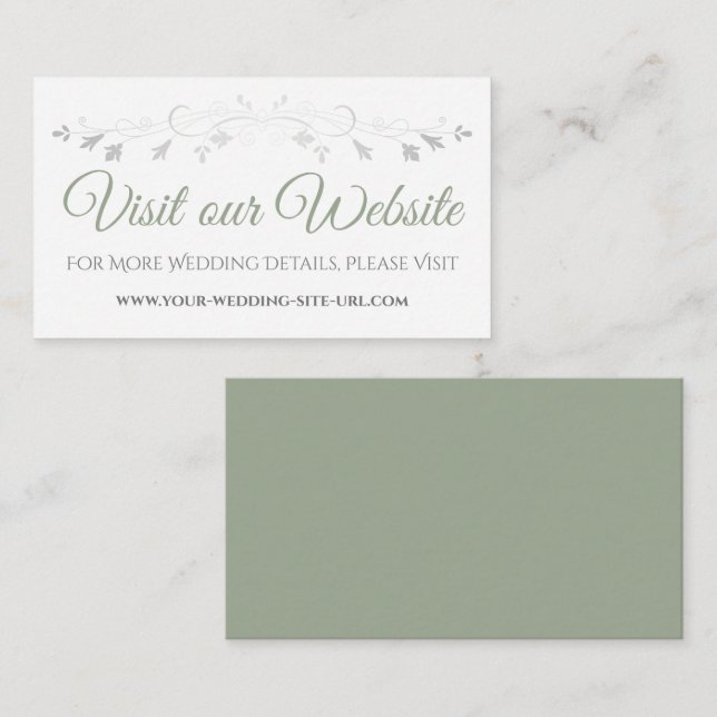 Webseite für einfache Hochzeiten: Grün und Weiß Begleitkarte (Vorne/Hinten)