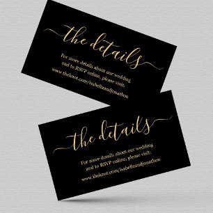 Website-Abschlusskarte für Black & Gold-Hochzeiten Begleitkarte