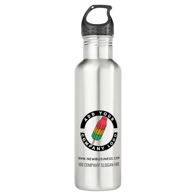 Website-Adresse des Unternehmens hinzufügen Edelstahlflasche (Vorderseite)