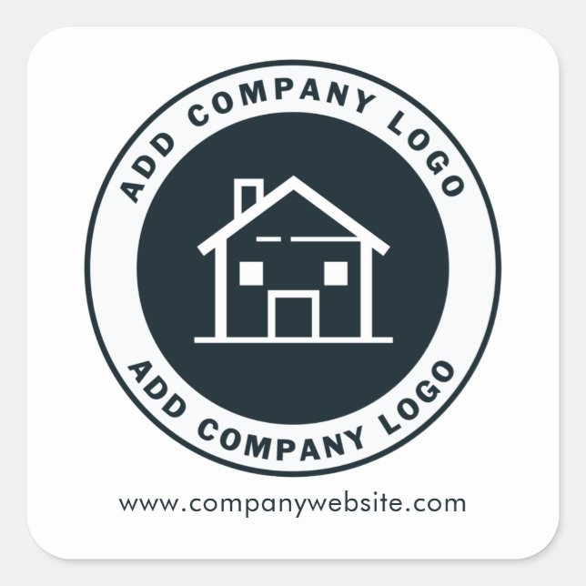 Website-Adresse des Unternehmens hinzufügen Quadratischer Aufkleber (Vorderseite)