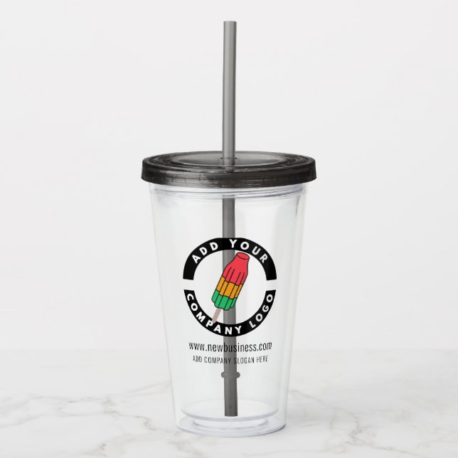 Website-Adresse für Ihr Unternehmen erstellen Slog Acryltrinkbecher (Vorderseite)