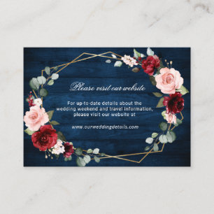Website der Burgund Navy Blush Floral Geometric Begleitkarte