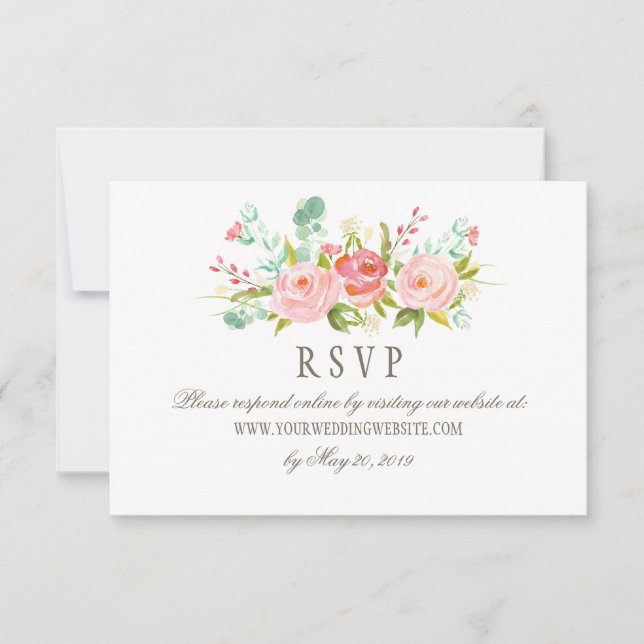 Website der Classic Rose Garden Wedding UAWG Onlin RSVP Karte (Vorderseite)
