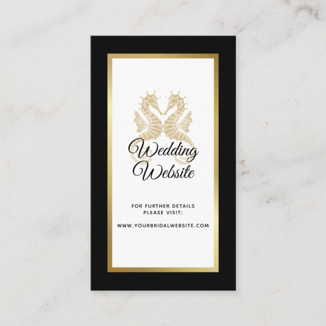 Website der eleganten Gold Seepferde Tropical Wedd Begleitkarte (Vorderseite)
