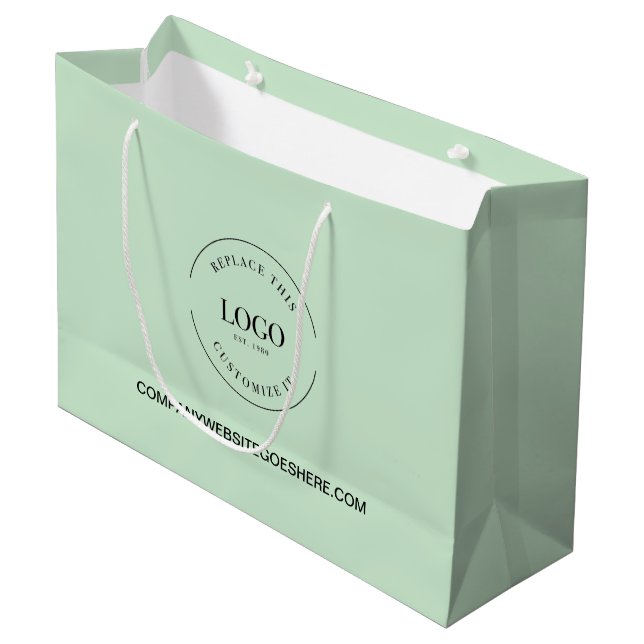 Website der Green Custom Company - Ihr Logo Große Geschenktüte (Vorderseite Schrägansicht)