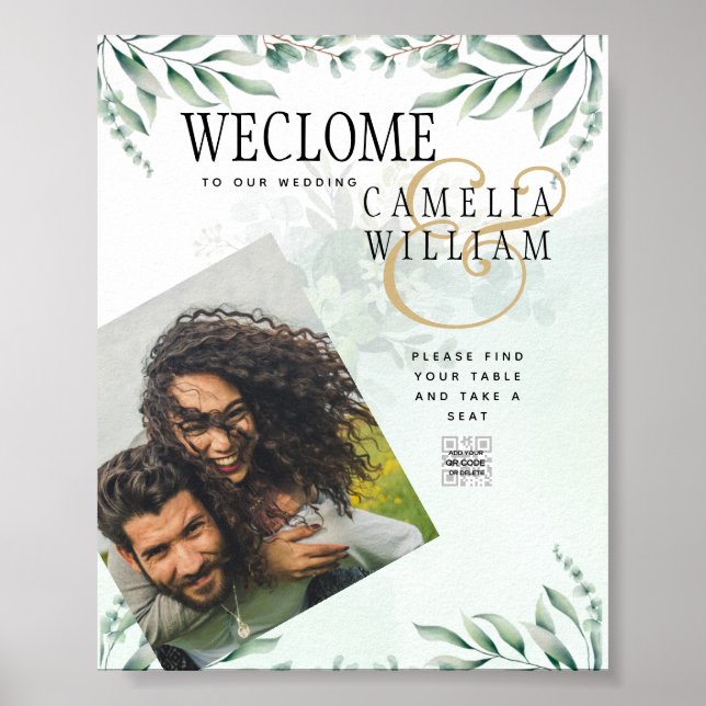 Website der Greenery Wedding Einladungen UAWG QR C Poster (Vorne)