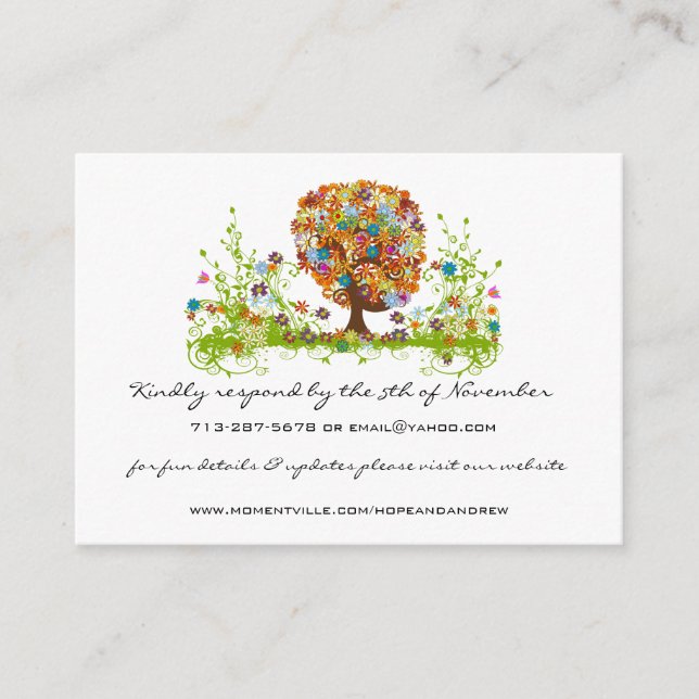 Website der Whimsical Wildblume Bloom Liebe Tree Begleitkarte (Vorderseite)