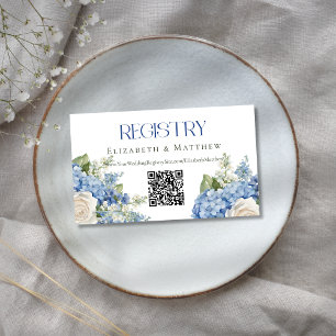 Website des Blue Hydrangea Wedding Registry QR Cod Begleitkarte