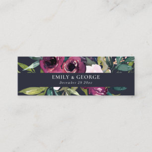 WEBSITE DES NAVY BLUSH BURGUNDY FLORAL BUNCH WEDSI MINI VISITENKARTE