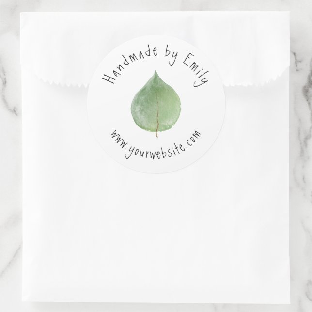 Website Eukalyptus Leaf Small Craft Business Runder Aufkleber (Tasche)