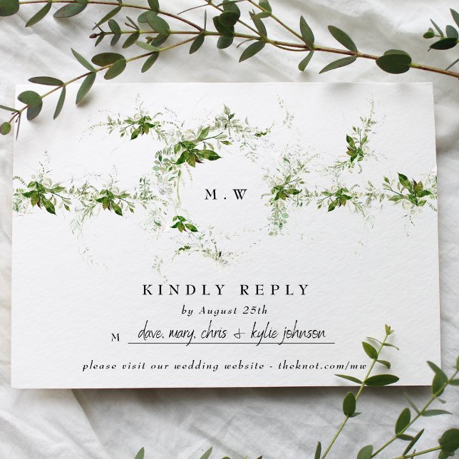 Website | Eukalyptus Monogram Wedding RSVP Karte (Von Creator hochgeladen)