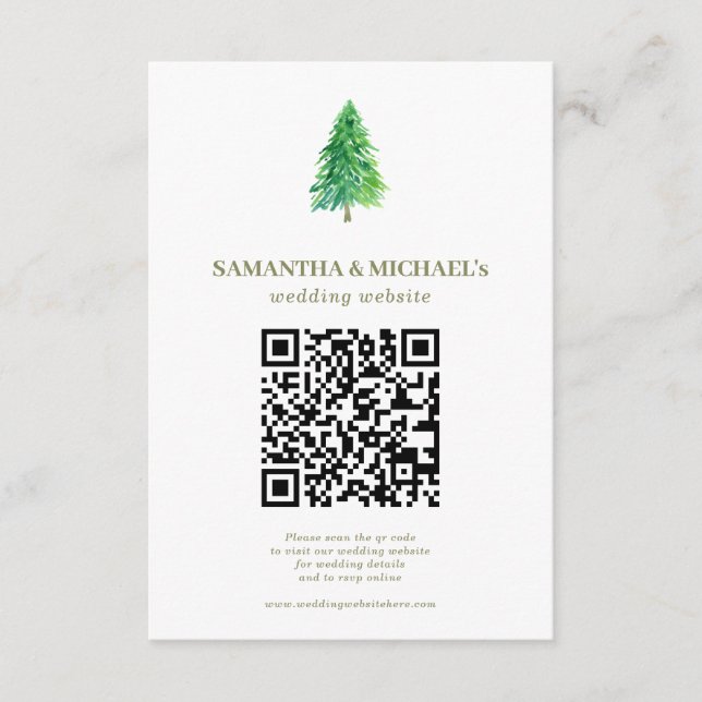 Website "Forest Tree Floral Qr Wedding" Begleitkarte (Vorderseite)