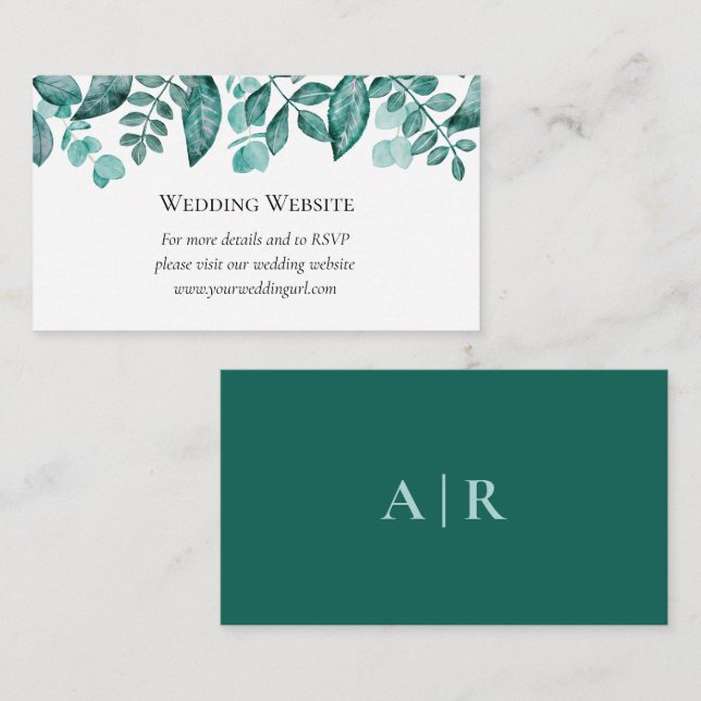 Website für Aquamarine Hochzeiten Begleitkarte (Vorne/Hinten)