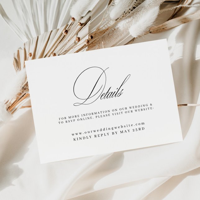 Website für Hochzeitdetails - Elegante Kalligrafie Begleitkarte (Wedding Details Website Elegant Calligraphy Enclosure Card)
