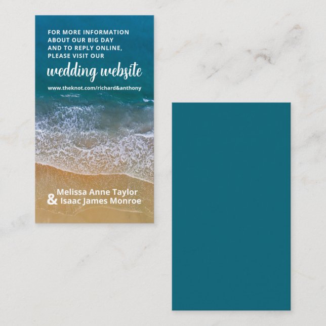 Website für Hochzeiten am Blue Sea Beach Begleitkarte (Vorne/Hinten)