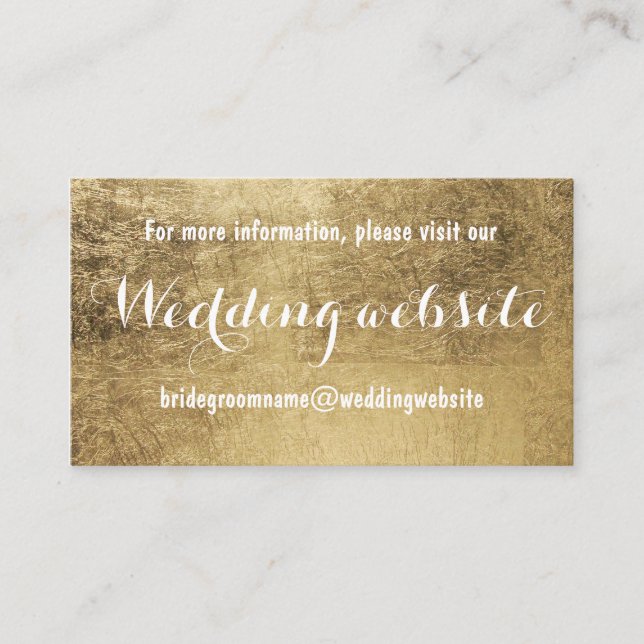Website für Hochzeiten auf Goldblättern in Luxusho Begleitkarte (Vorderseite)