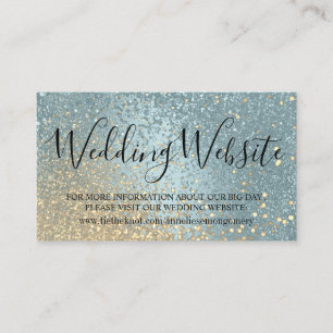 Website für Hochzeiten - Blue and Gold Glitzer Begleitkarte