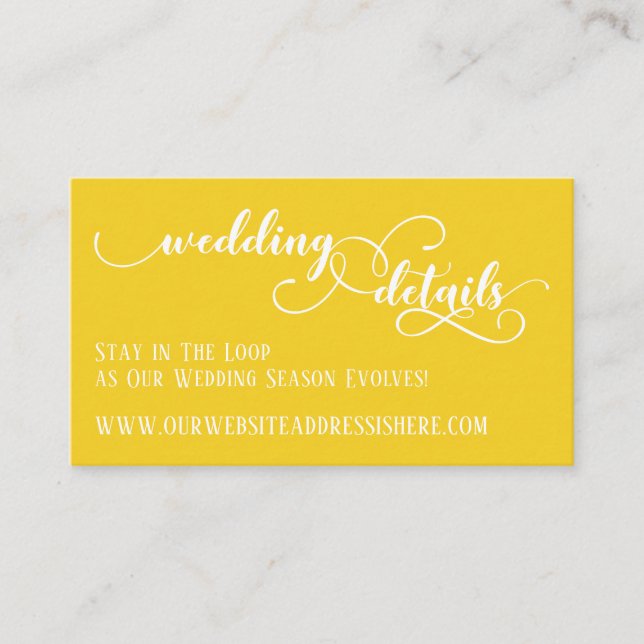Website für Hochzeiten Details Skript Mustard Yell Begleitkarte (Vorderseite)