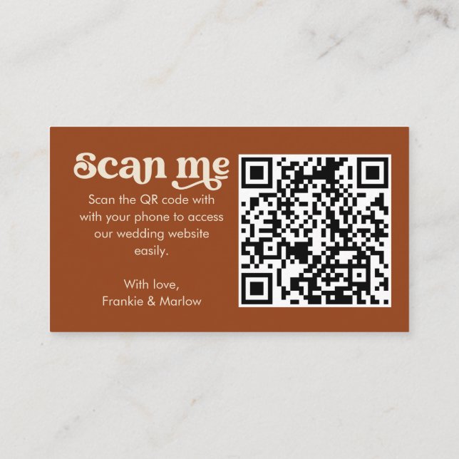 Website für Hochzeiten Terracotta Retro UAWG QR Co Begleitkarte (Rückseite)